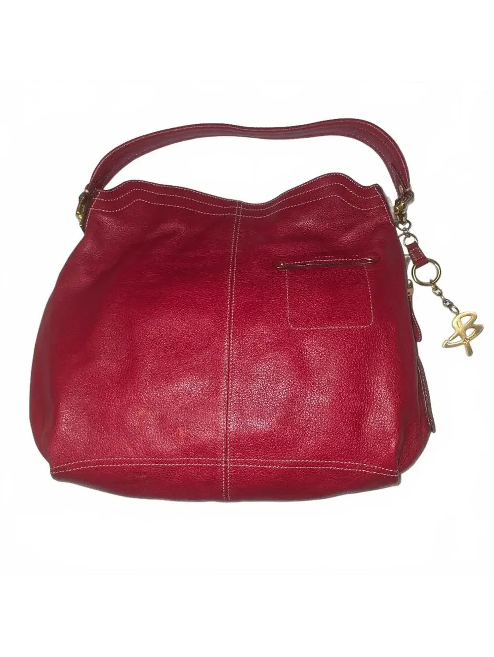 B Makowsky Cranberry Red Soft Pebbled Leather Hobo